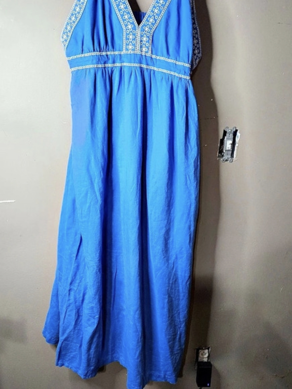 J.Crew Cotton Voile Embroidered Beach Dress, Blue, XL Ptp 19"